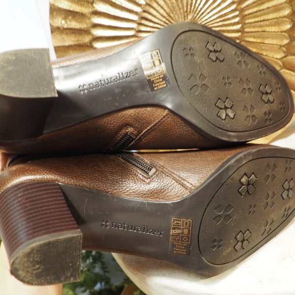 Naturalizer Heeled Ankle Boots Booties Brown Tan Leather Womens 9.5 - Picture 5 of 7